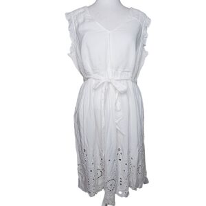 Motherhood Maternity White Cotton Eyelet Dress Sz M, Summer Lightweight Dress